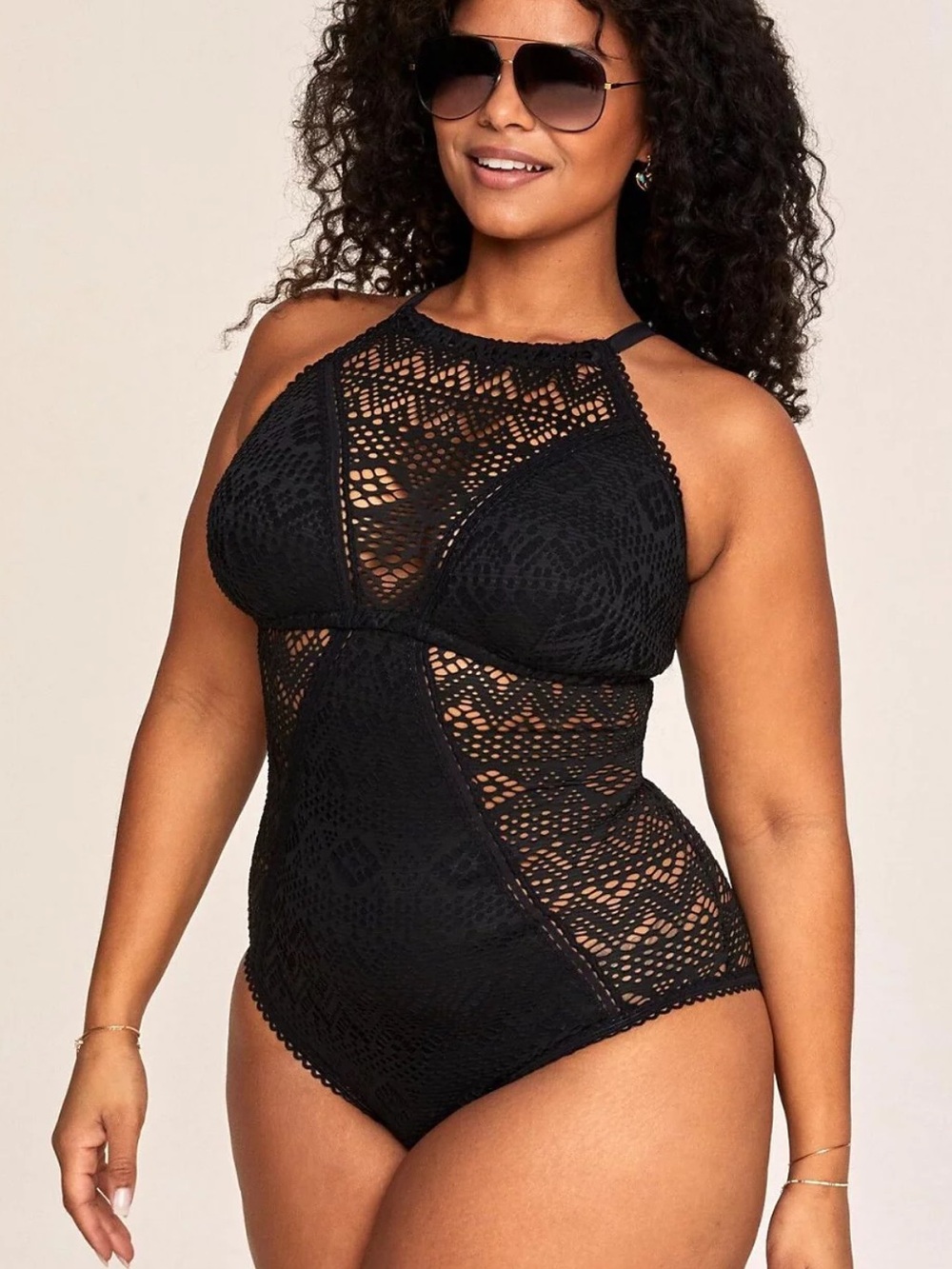 Adore Me Margaret black swimsuit with crochet details Size 2X New with tag